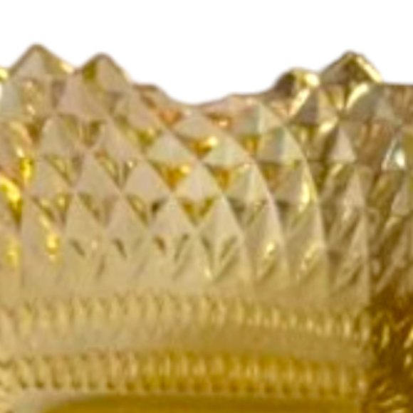 WESTMORELAND English Hobnail Ruffled Square 6.75" Amber Depression Glass Plate - Picture 3 of 4